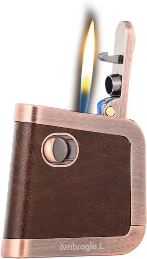 Ambrogio.L Vintage Trench Kerosene Oil Lighter,Refill Petrol Pipe Cigarette Cigar Lighter Gift for Men Father's Day Dad Christmas Halloween,Oil not Included,Brown