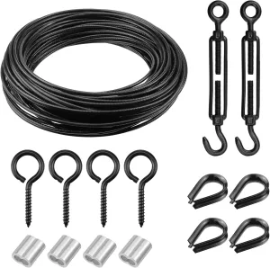 Antrader Outdoor String Lights Hanging Kit,1Sets Globe String Lights Suspension Kit Outdoor Lighting Accessories for Guide Wire for String Lights, Patio Lights, Camping Light