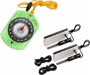 AOFAR Magnesium Fire Starter AF-374 (2-Pack) and Orienteering Compass AF-362 for Camping, Hiking, Hunting, Backpacking,Outdoor Survival