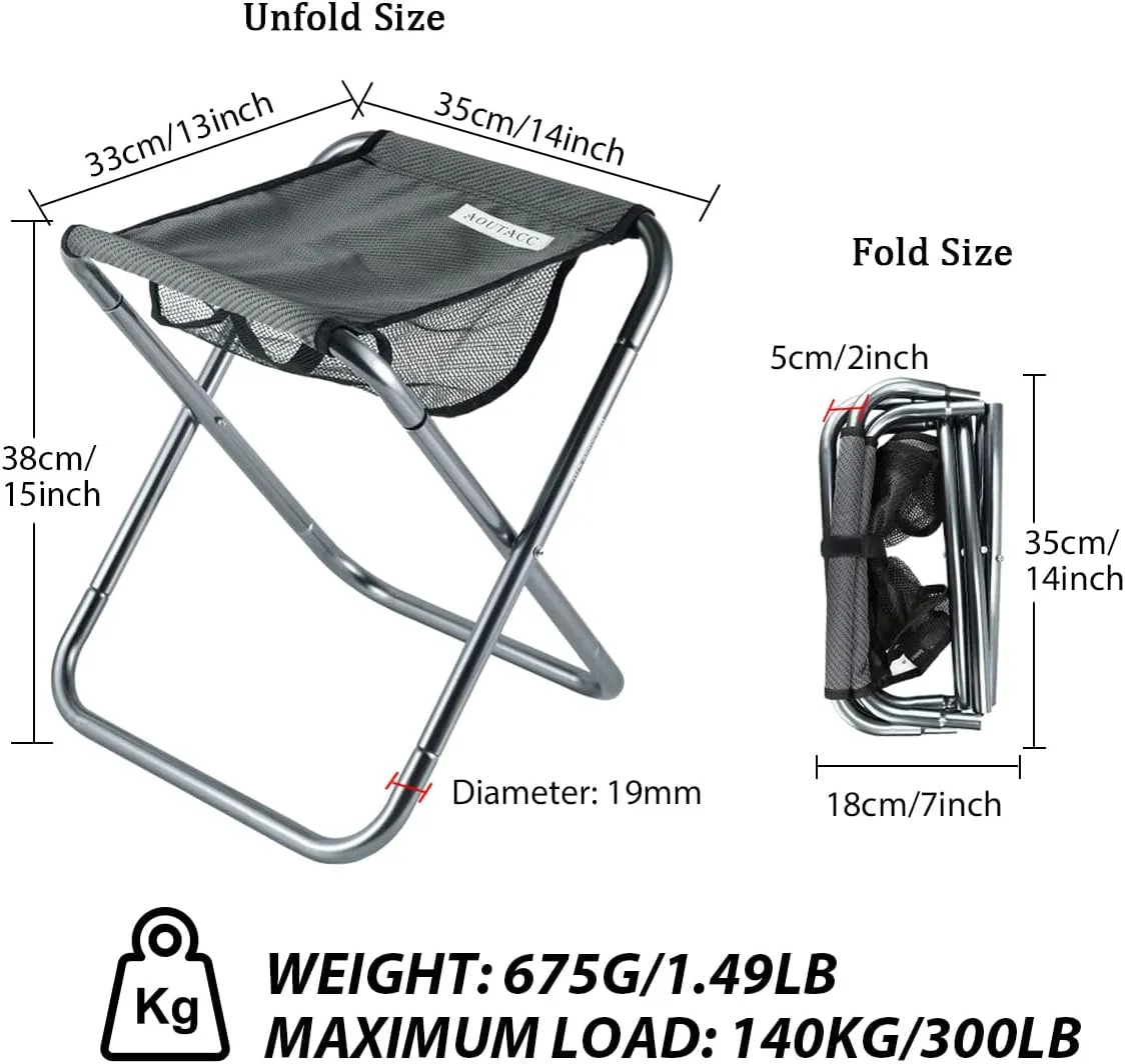 AOUTACC Ultralight Portable Folding Camping Stool for Outdoor Fishing Hiking Backpacking Travelling(XL:13"x14"x15";Large:11.8"x11"x11.4"; Medium:8.3"x9.5"x 11")