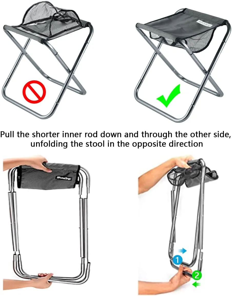 AOUTACC Ultralight Portable Folding Camping Stool for Outdoor Fishing Hiking Backpacking Travelling(XL:13"x14"x15";Large:11.8"x11"x11.4"; Medium:8.3"x9.5"x 11")