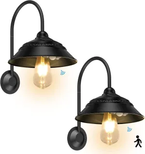 Aqonsie Solar Barn Lights Outdoor, Vintage Rustic Solar Chicken Coop Light with 3 Lighting Modes & Motion Sensor, Waterproof Outdoor Wall Mount Light for Barn, Shed, Chicken Coop
