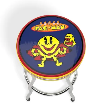 ARCADE1UP Officially Licensed Adjustable Stool with Chrome-Plated Steel Frame and High-Density Foam Padding for Supreme Gaming Comfort (Super Pac-Man)