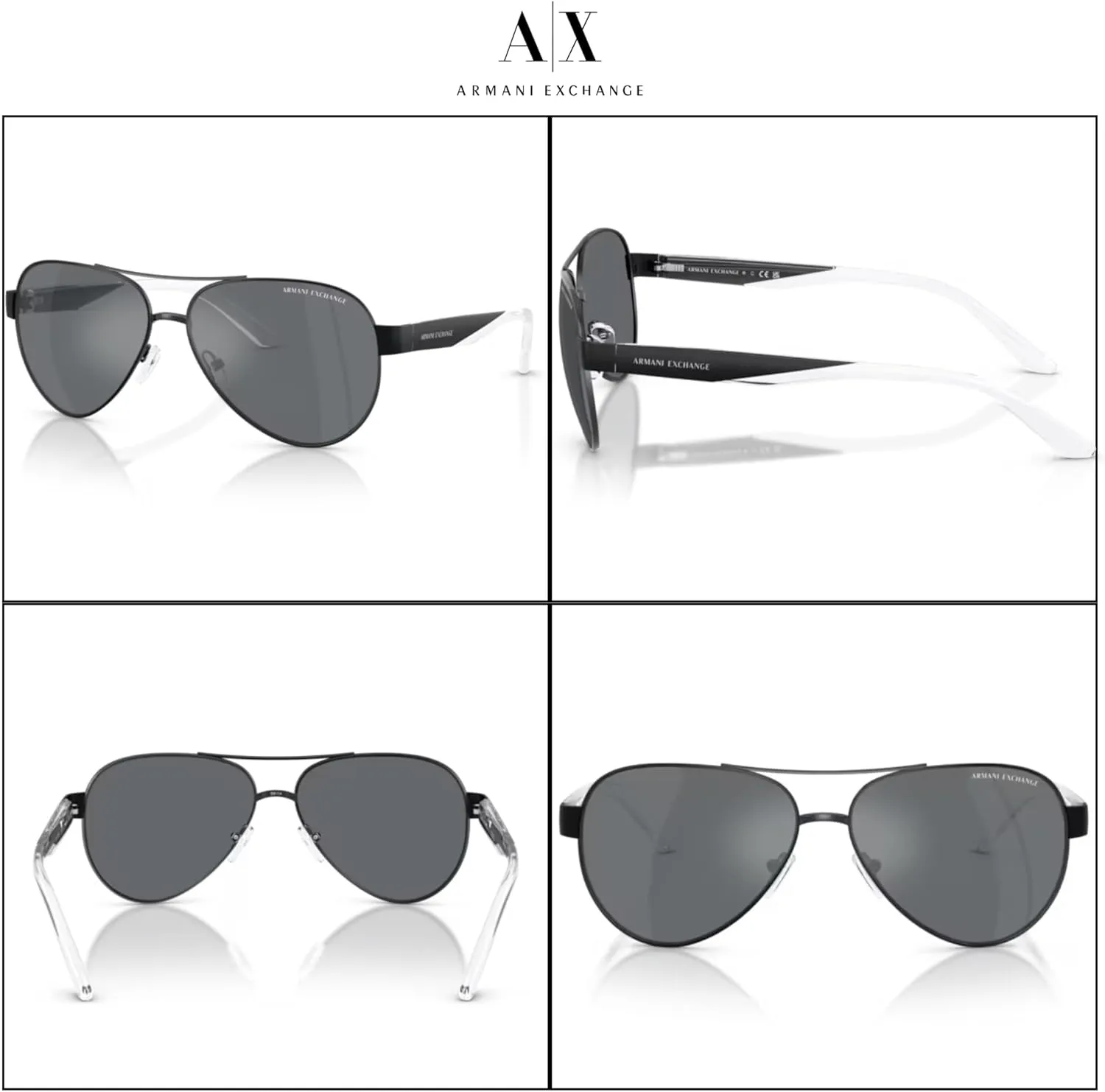 Armani Exchange AX2034S Aviator Sunglasses for Men   BUNDLE with Designer iWear Care Kit