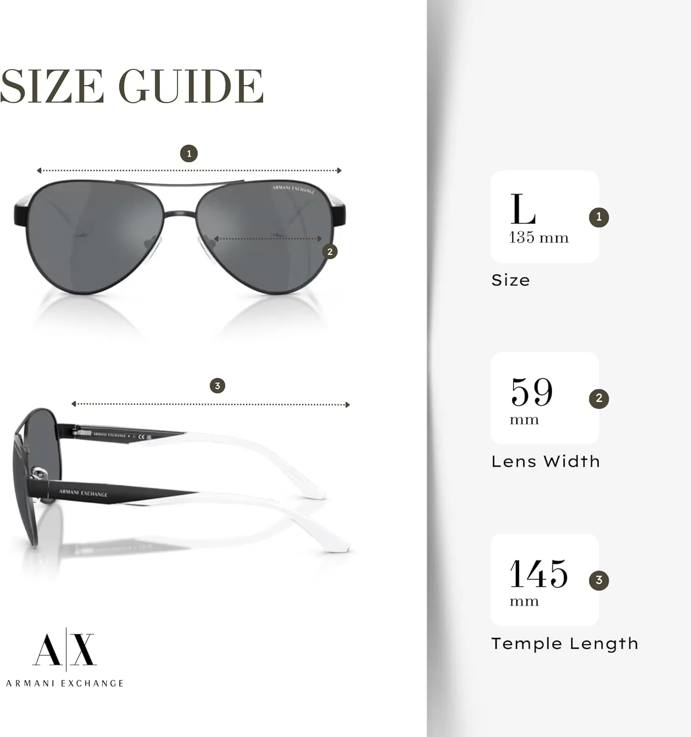 Armani Exchange AX2034S Aviator Sunglasses for Men   BUNDLE with Designer iWear Care Kit