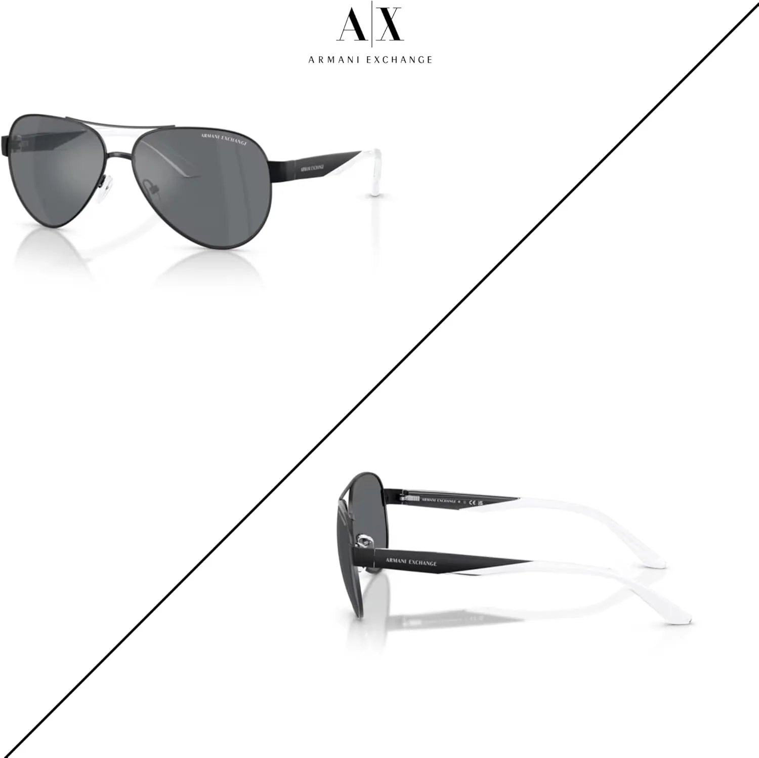 Armani Exchange AX2034S Aviator Sunglasses for Men   BUNDLE with Designer iWear Care Kit