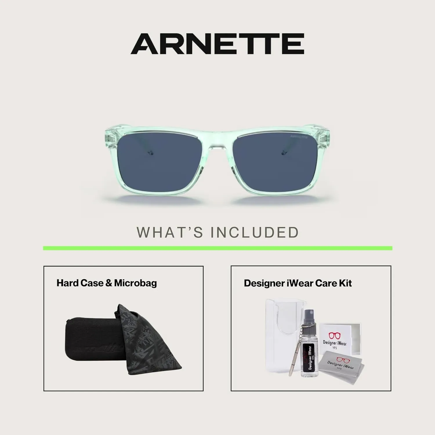 ARNETTE Bandra AN4298 Square Sunglasses for Men   BUNDLE With Designer iWear Complimentary Eyewear Kit
