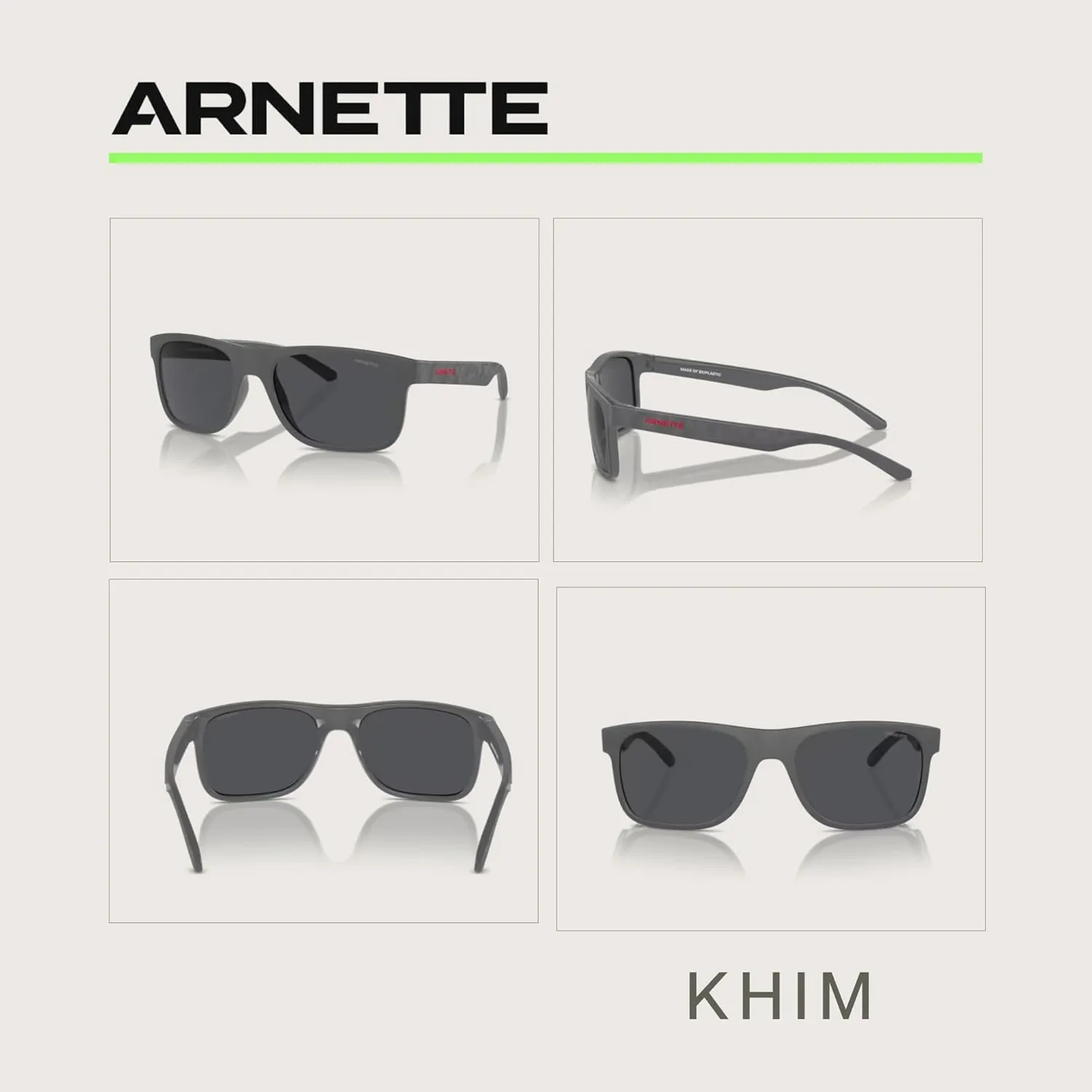 ARNETTE Khim AN4341 Square Sunglasses for Men   BUNDLE WIth Designer iWear Complimentary Eyewear Kit