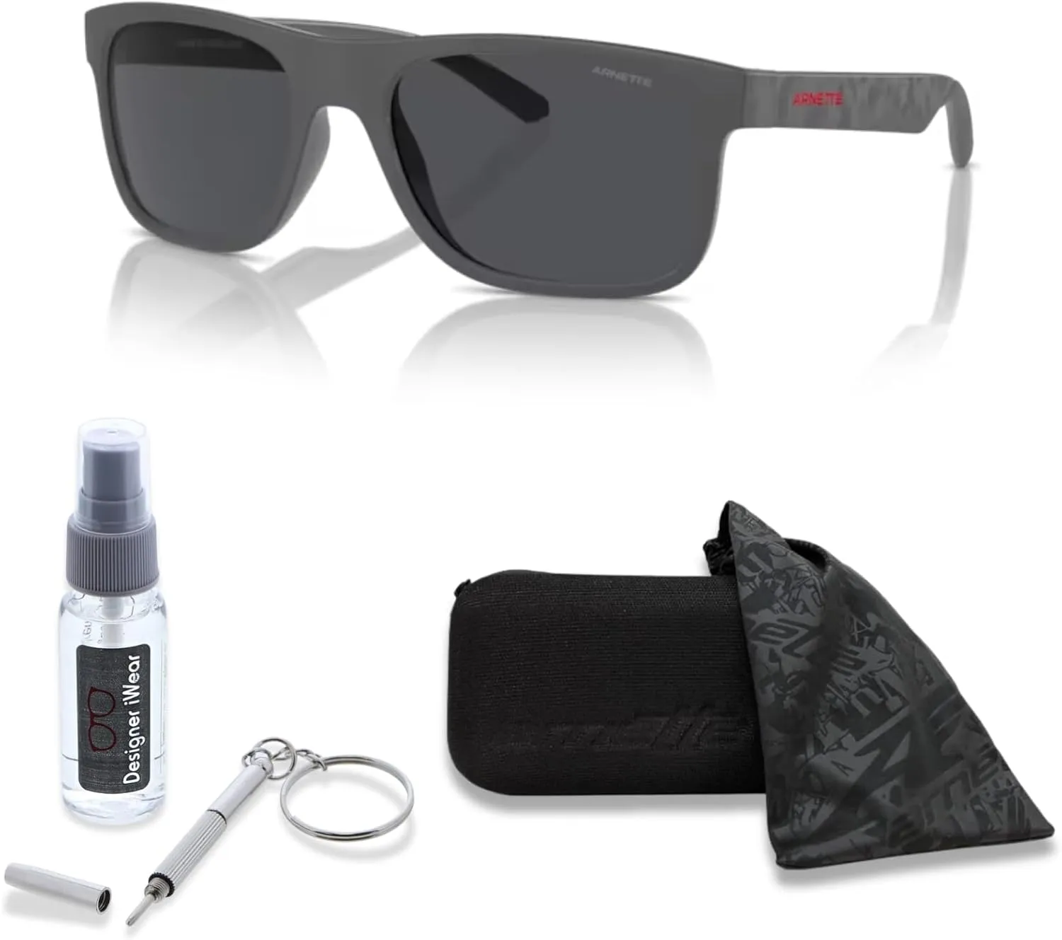 ARNETTE Khim AN4341 Square Sunglasses for Men   BUNDLE WIth Designer iWear Complimentary Eyewear Kit