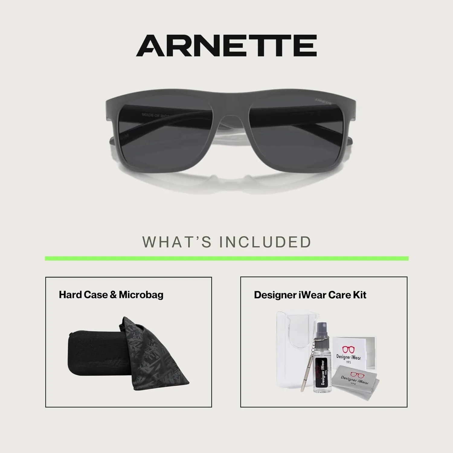 ARNETTE Khim AN4341 Square Sunglasses for Men   BUNDLE WIth Designer iWear Complimentary Eyewear Kit