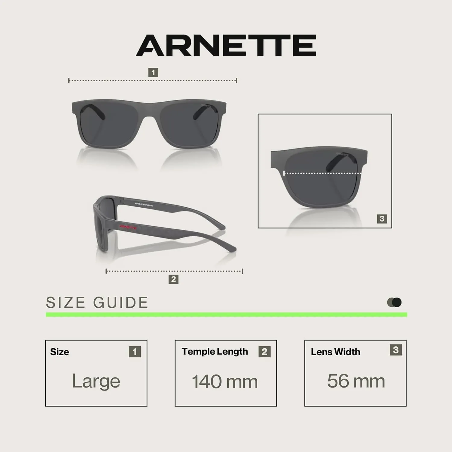ARNETTE Khim AN4341 Square Sunglasses for Men   BUNDLE WIth Designer iWear Complimentary Eyewear Kit