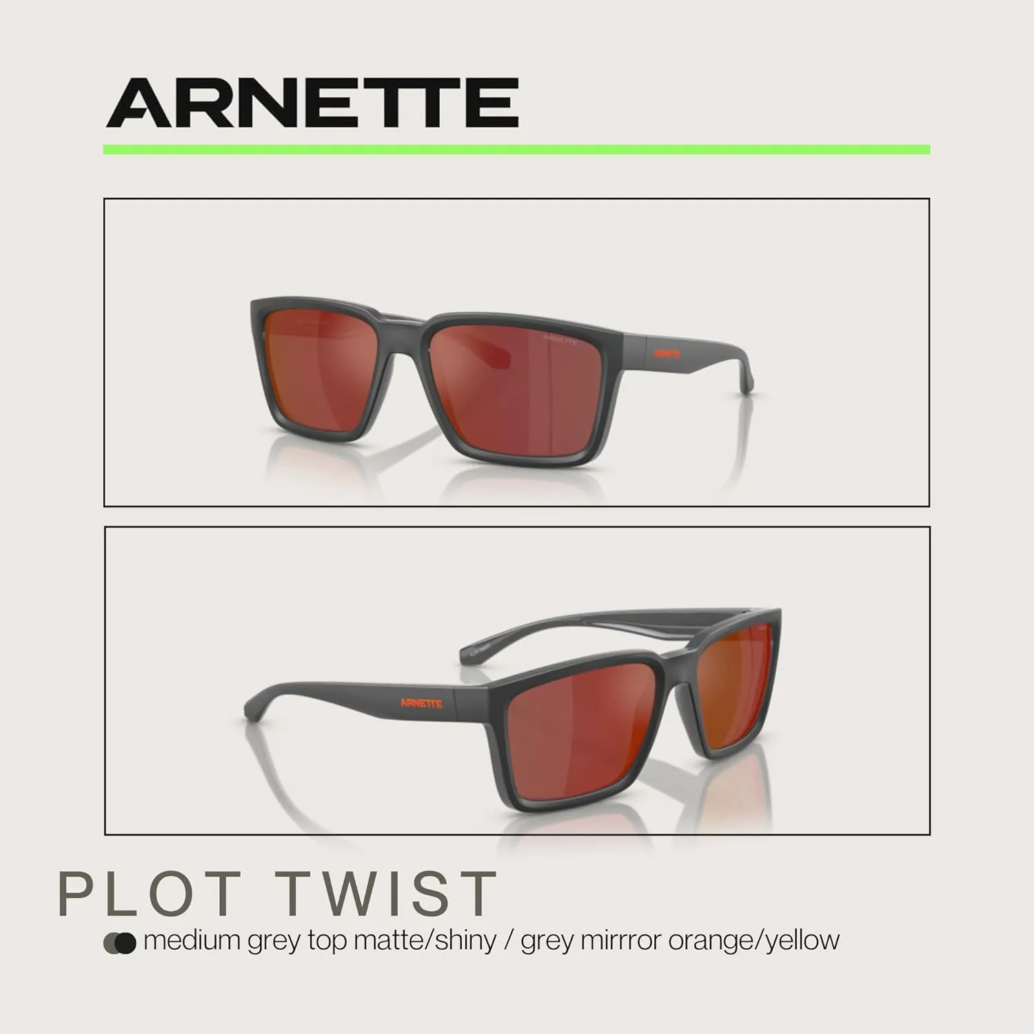 ARNETTE Plot Twist AN4346 Square Sunglasses for Men   BUNDLE WIth Designer iWear Complimentary Eyewear Kit