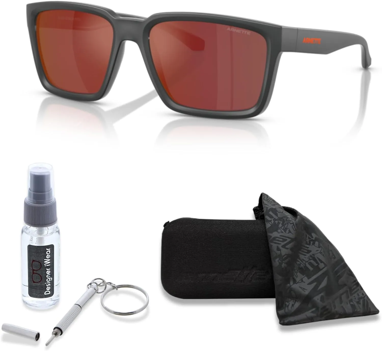 ARNETTE Plot Twist AN4346 Square Sunglasses for Men   BUNDLE WIth Designer iWear Complimentary Eyewear Kit