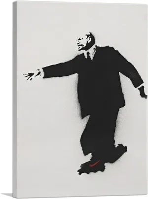 ARTCANVAS Lenin on Roller Skates Canvas Art Print Stretched Framed Painting Picture Poster Giclee Wall Decor by Banksy - 26" x 18" (1.50" Deep)