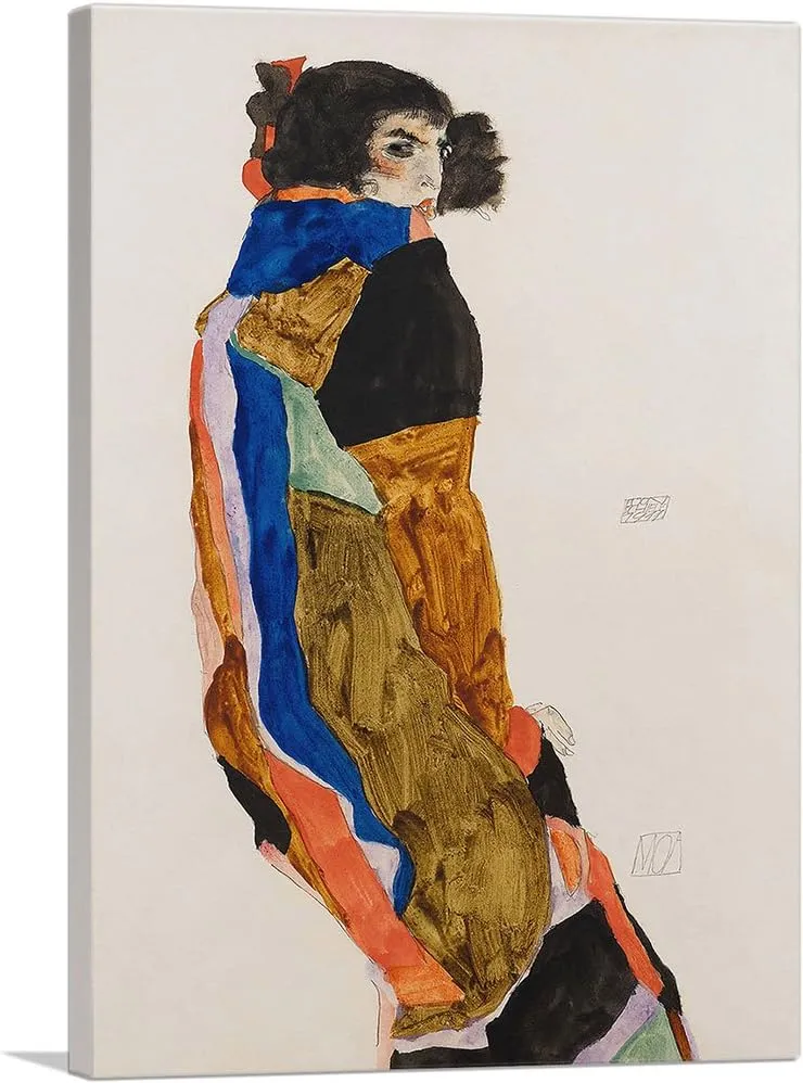 ARTCANVAS Moa Mandu Canvas Art Print Stretched Framed Painting Picture Poster Giclee Wall Decor by Egon Schiele - 26" x 18" (0.75" Deep)