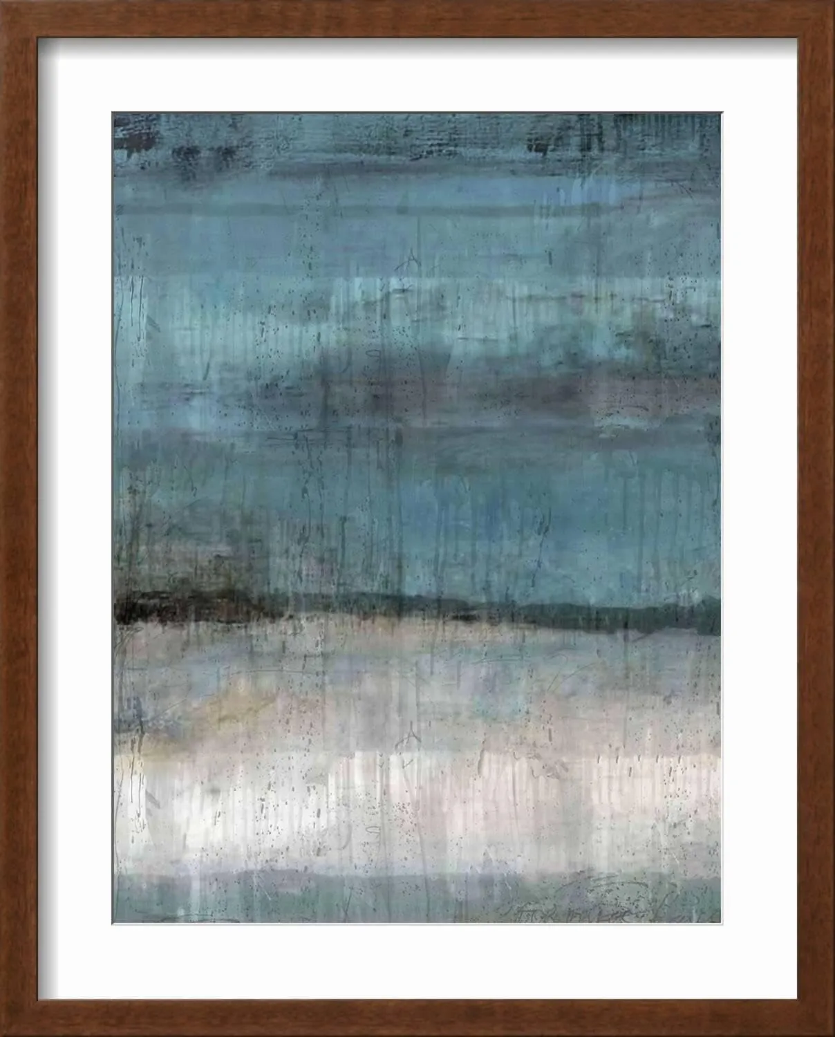 ART.COM Wall Art Print Study in Light Blue on Brown Frame by Marta Wiley, 17" x 21"
