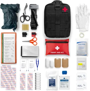 ASA Techmed Emergency Survival Kit - Mini First Aid Kit Travel Size & Survival Gear Kit Military Grade for Hikers, Hunters, Military, Firefighters, Campers, Boaters & First Responders