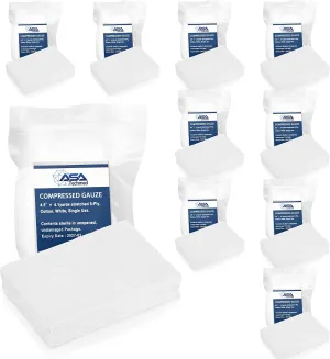 ASA TECHMED Sterile Compressed Gauze for Emergency Wound Dressing, First Aid and Trauma Kit, 10 Pack