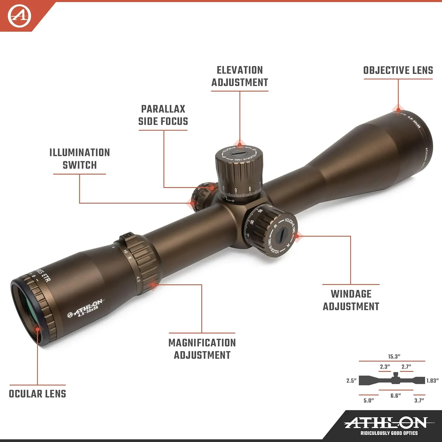 Athlon Optics Ares ETR UHD 4.5-30x56 First Focal Plane Riflescopes