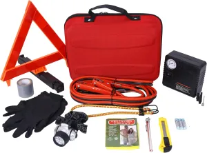 Auto Safety Emergency Kit for Peace of Mind, Portable Air Compressor, Essential for Roadside Assistance, Compact & Organized