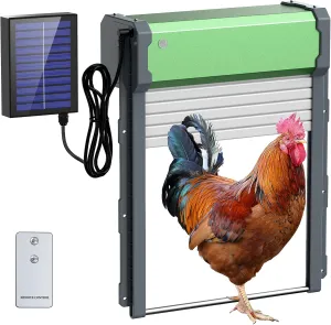 Automatic Chicken Coop Door Solar: Automatic Chicken Door - Solar Powered Chicken Coop Door with Timer & Light Sensor - Intelligent Anti-Pinch Function - 4 Modes - Remote Control Chicken Door(IP65)