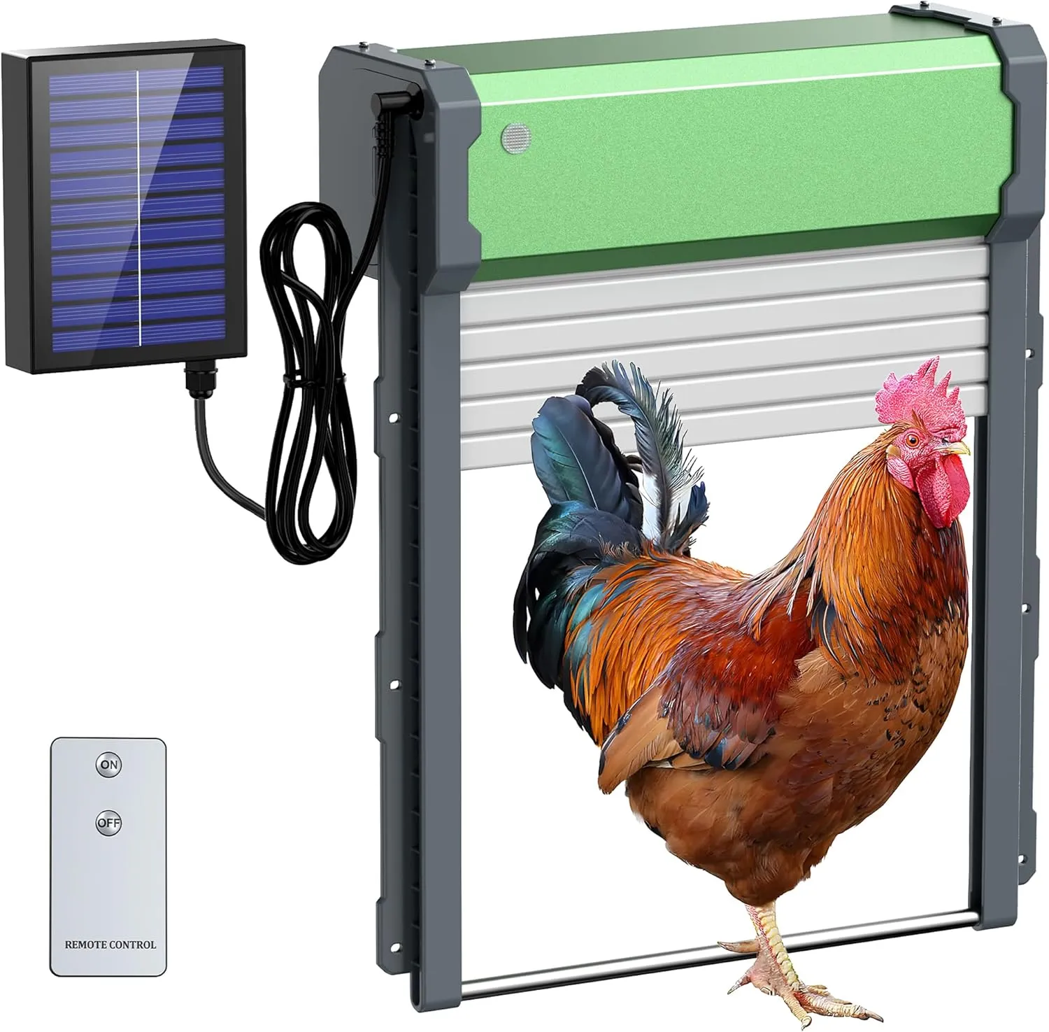 Automatic Chicken Coop Door Solar: Automatic Chicken Door - Solar Powered Chicken Coop Door with Timer & Light Sensor - Intelligent Anti-Pinch Function - 4 Modes - Remote Control Chicken Door(IP65)