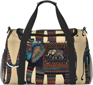 aztec elephant print Weekender Overnight Carry On Bag Gym Luggage Bag Duffel Bag for Travel Women