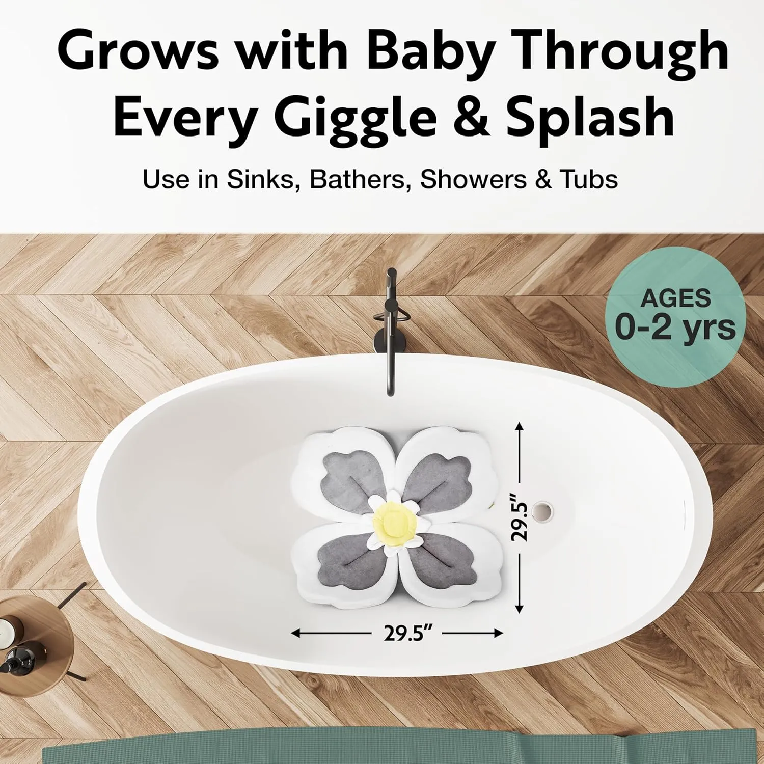 Baby Bath Cushion 5pc Set - Newborn & Infant Lotus Bath Flower Baby with Soft Cover - Travel Bathtub Insert Pad for Kitchen Sink, Shower & Tub - Flower Bathing Pillow with Patented Comfort & Support