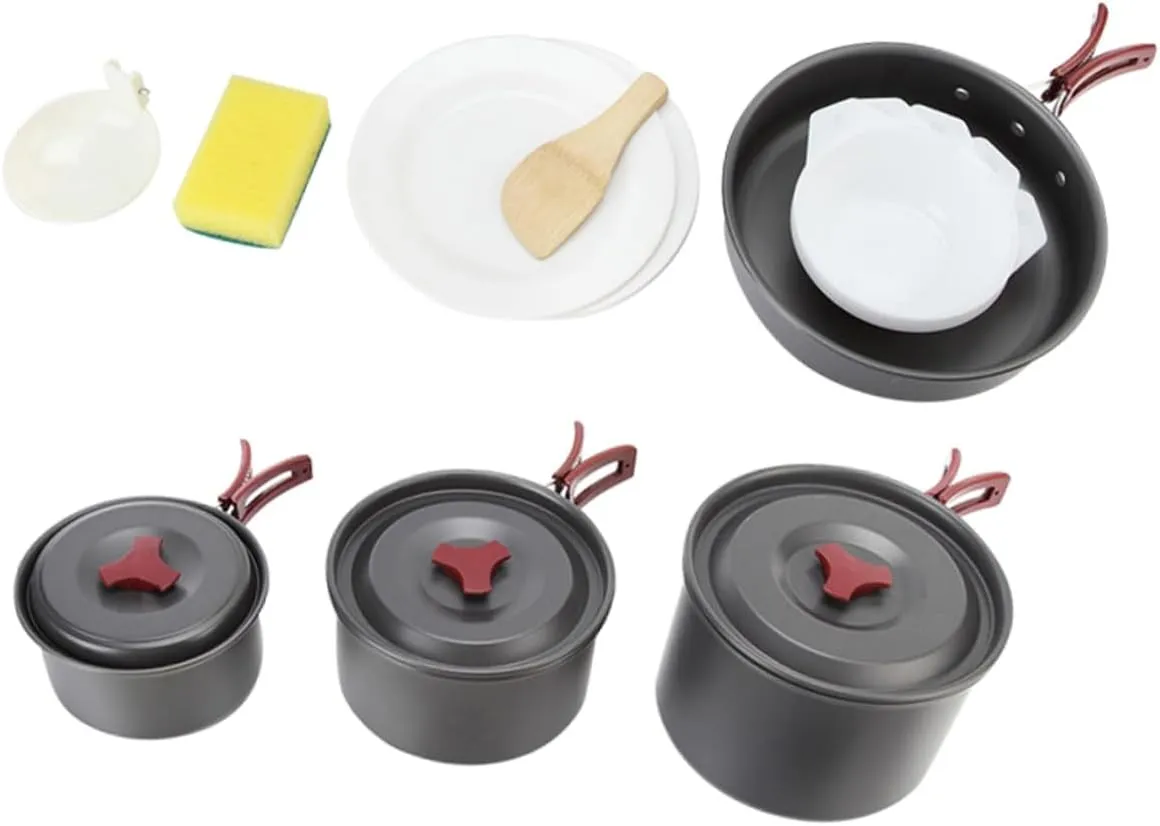Backpacking Camping Kit Folding Pot Cooking Utensils Set Outdoor Cooking Accessory