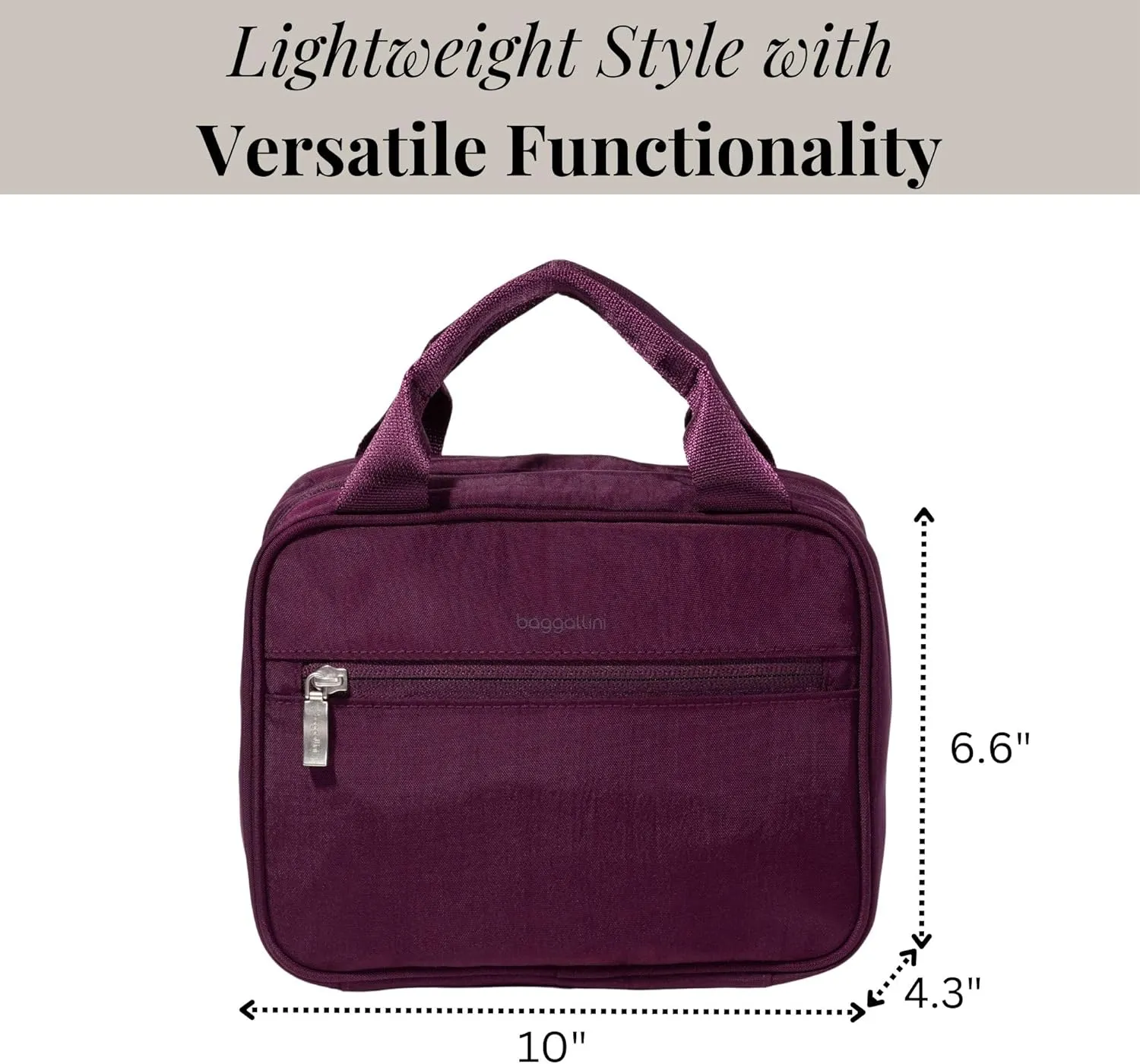 Baggallini Unisex's Hanging Travel Toiletry Kit-Lightweight 6x10 Inch Makeup Bag Toiltery