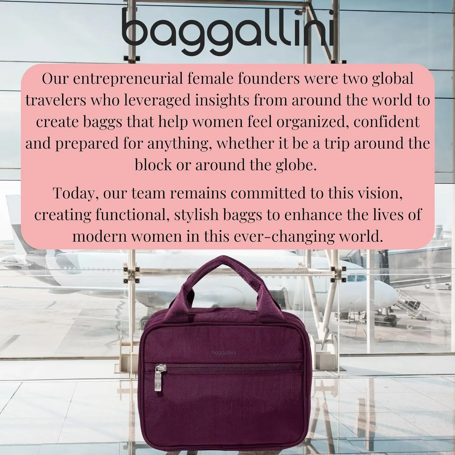 Baggallini Unisex's Hanging Travel Toiletry Kit-Lightweight 6x10 Inch Makeup Bag Toiltery
