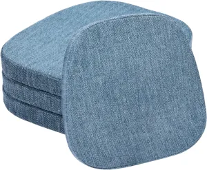 baibu 14In Metal Chair Cushion with Ties, Set of 4 Non-Slip Metal Dining Chair Pads Kitchen Seat Cushions with Machine Washable Cover, 14x14x1.5in, Blue