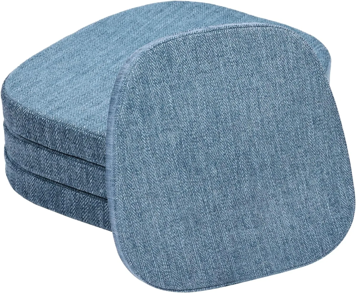 baibu 14In Metal Chair Cushion with Ties, Set of 4 Non-Slip Metal Dining Chair Pads Kitchen Seat Cushions with Machine Washable Cover, 14x14x1.5in, Blue