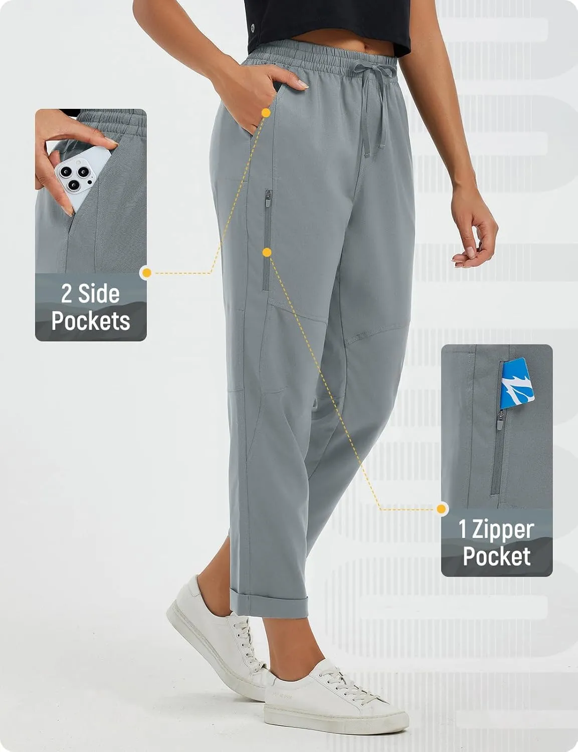 baleaf Women's Hiking Pants Ripstop Water Resistant Lightweight Golf Pants Quick Dry Zip Pockets Work Travel Clothes