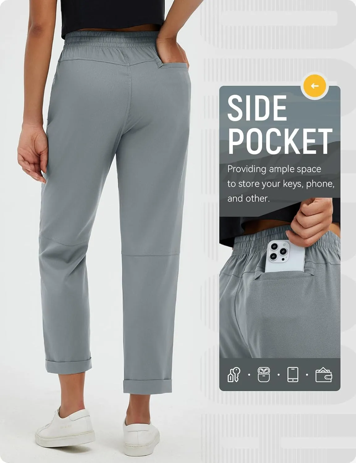 baleaf Women's Hiking Pants Ripstop Water Resistant Lightweight Golf Pants Quick Dry Zip Pockets Work Travel Clothes