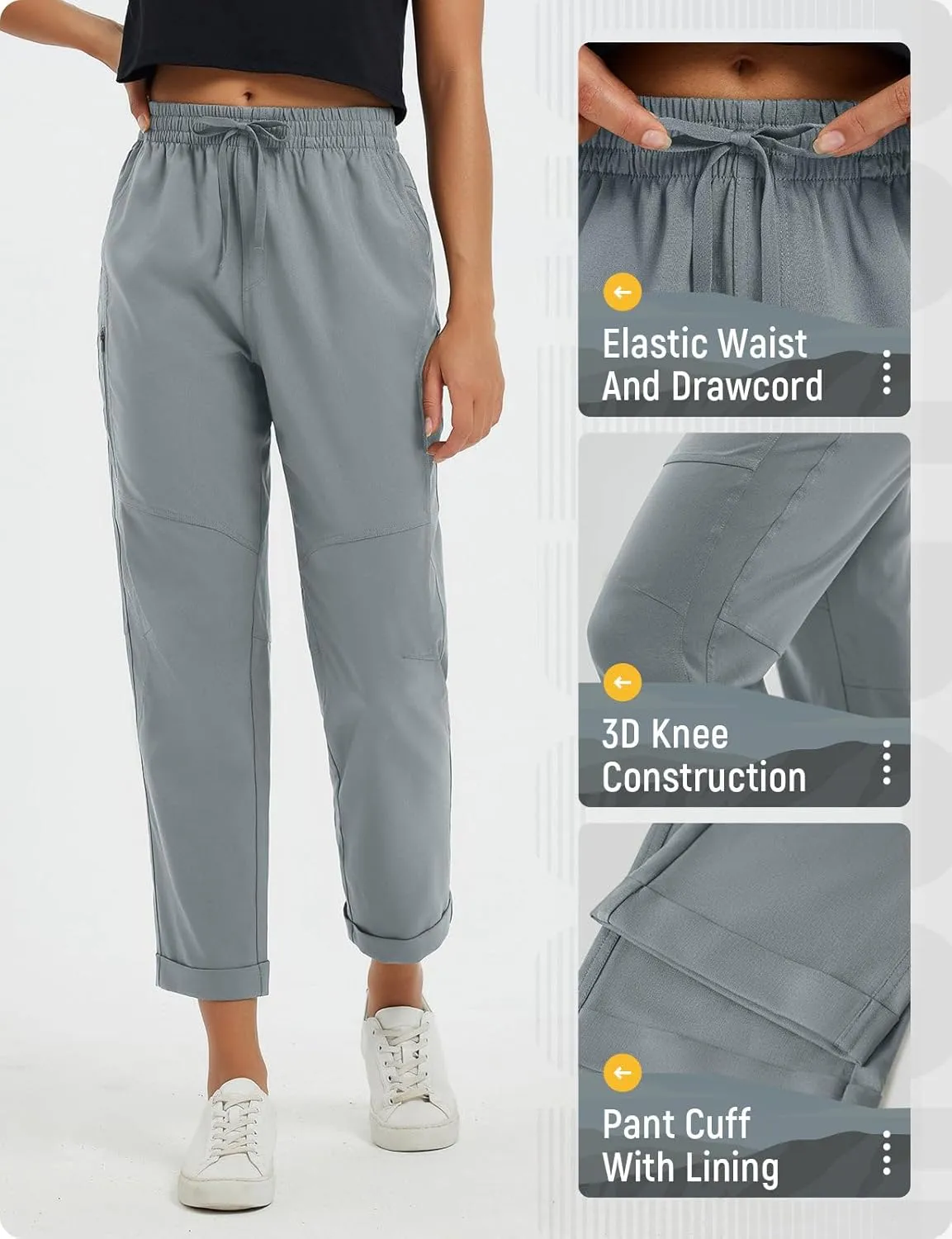 baleaf Women's Hiking Pants Ripstop Water Resistant Lightweight Golf Pants Quick Dry Zip Pockets Work Travel Clothes