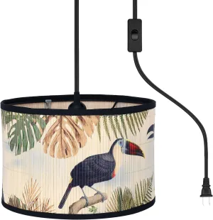 Bamboo Pendant Light,Hanging Lights with Plug in Cord （15ft）,Macrame Boho Hanging Lamp with Pattern,Bohemian Hanging Lights for Kitchen Bedroom Living Room Decor Bamboo lamp Shade