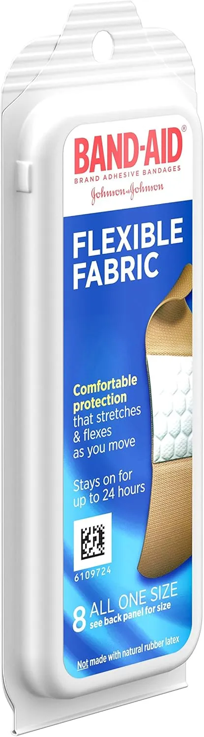 Band-AID Flexible Fabric Bandages One Size Travel Pack, 8 Each (Pack of 24)