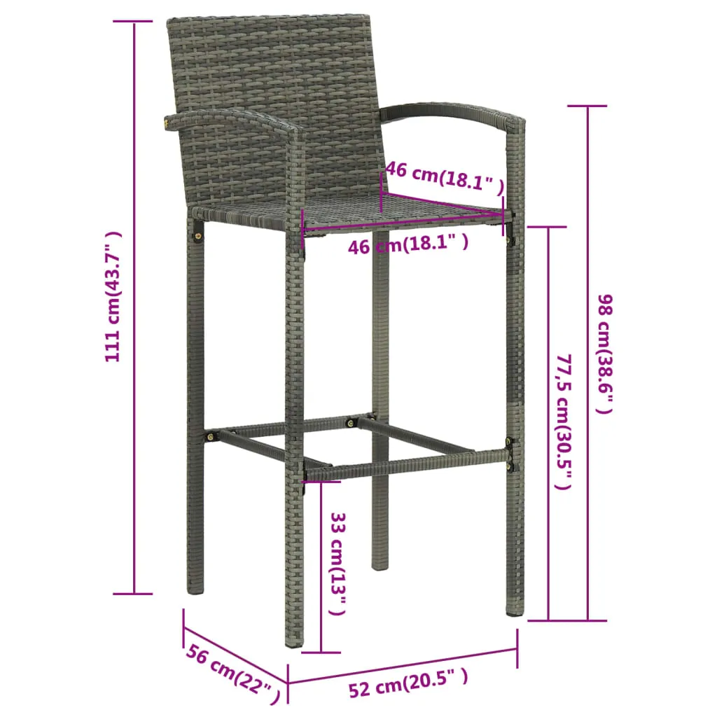 Bar Stool Counter Height Bar Stool Patio Rattan Furniture Poly Rattan