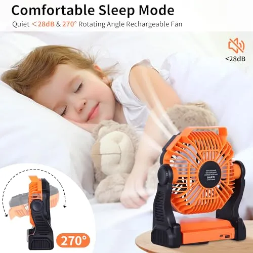 Battery Powered Fan,Portable Fan Rechargeable,270°Pivot Battery Operated Fan Camping Fan