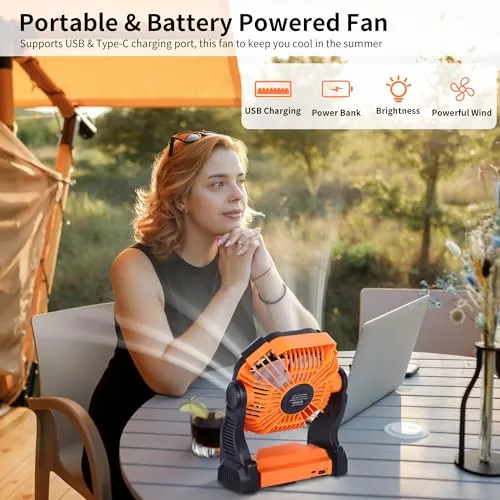 Battery Powered Fan,Portable Fan Rechargeable,270°Pivot Battery Operated Fan Camping Fan