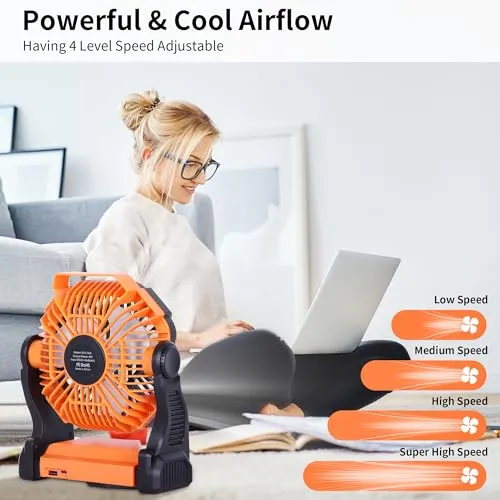 Battery Powered Fan,Portable Fan Rechargeable,270°Pivot Battery Operated Fan Camping Fan