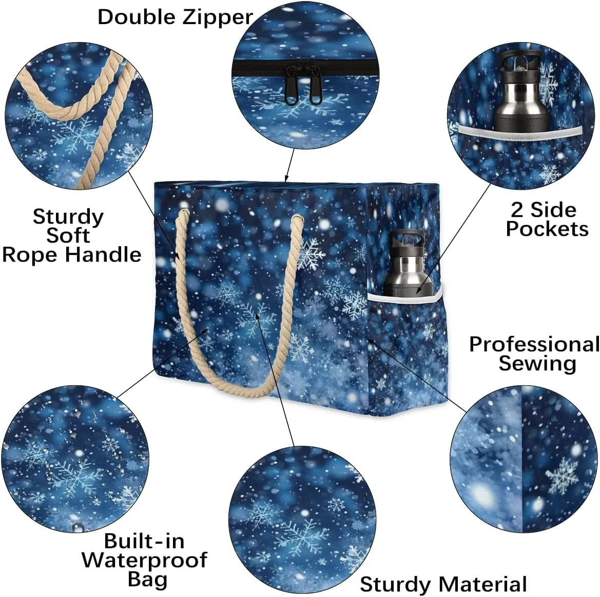 Beach Bags for Women, Large Waterproof Beach Tote Bag for Gym Grocery Travel