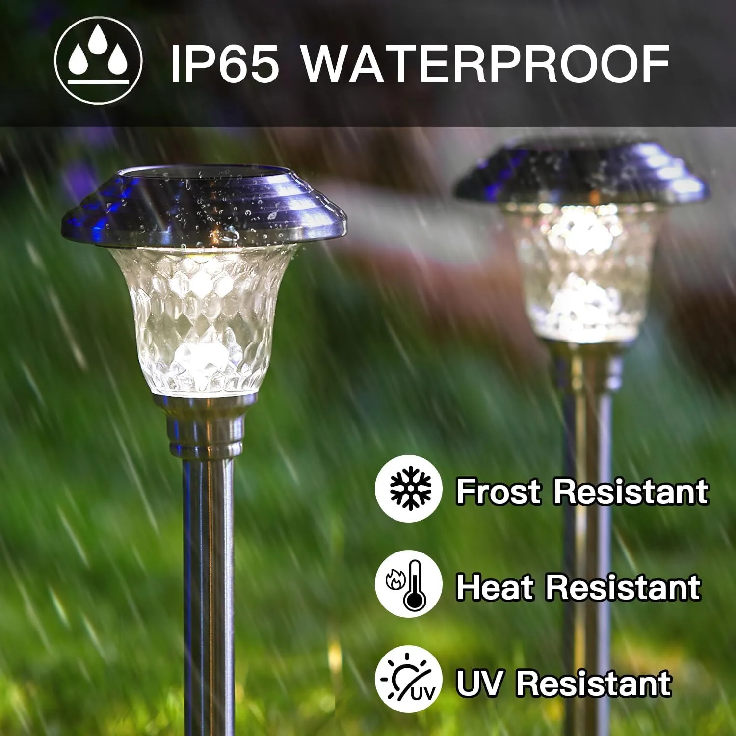 Beau Jardin 4 Pack Solar Pathway Lights Outdoor Stainless Steel Lights Solar Powered Waterproof Glass High Lumen Garden Landscape Path Yard Walkway Driveway Outside Color Changing Cool White Silver