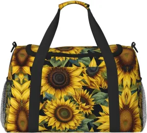 Beautiful sunflower print Weekender Overnight Carry On Bag Gym Luggage Bag Duffel Bag for Travel Women