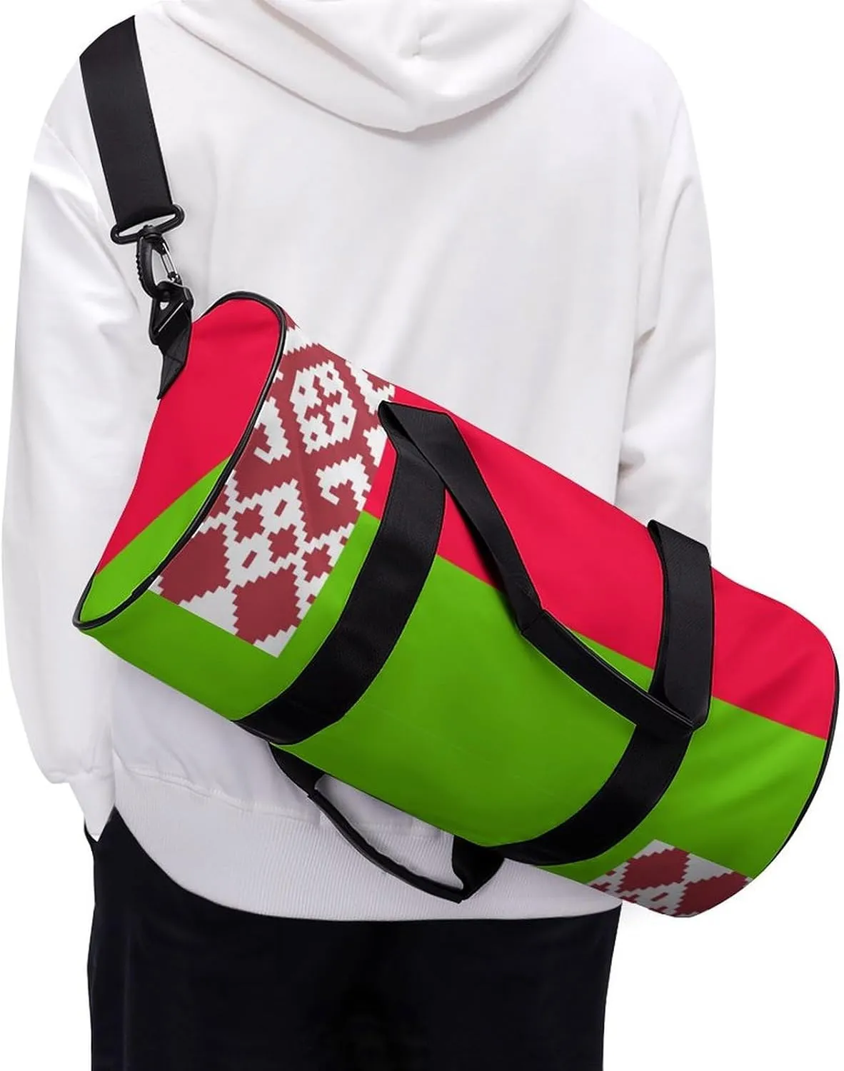 Belarus Flag Sports Duffel Bag for Boys Girls with Dry Wet Separation Overnight Gym Bag