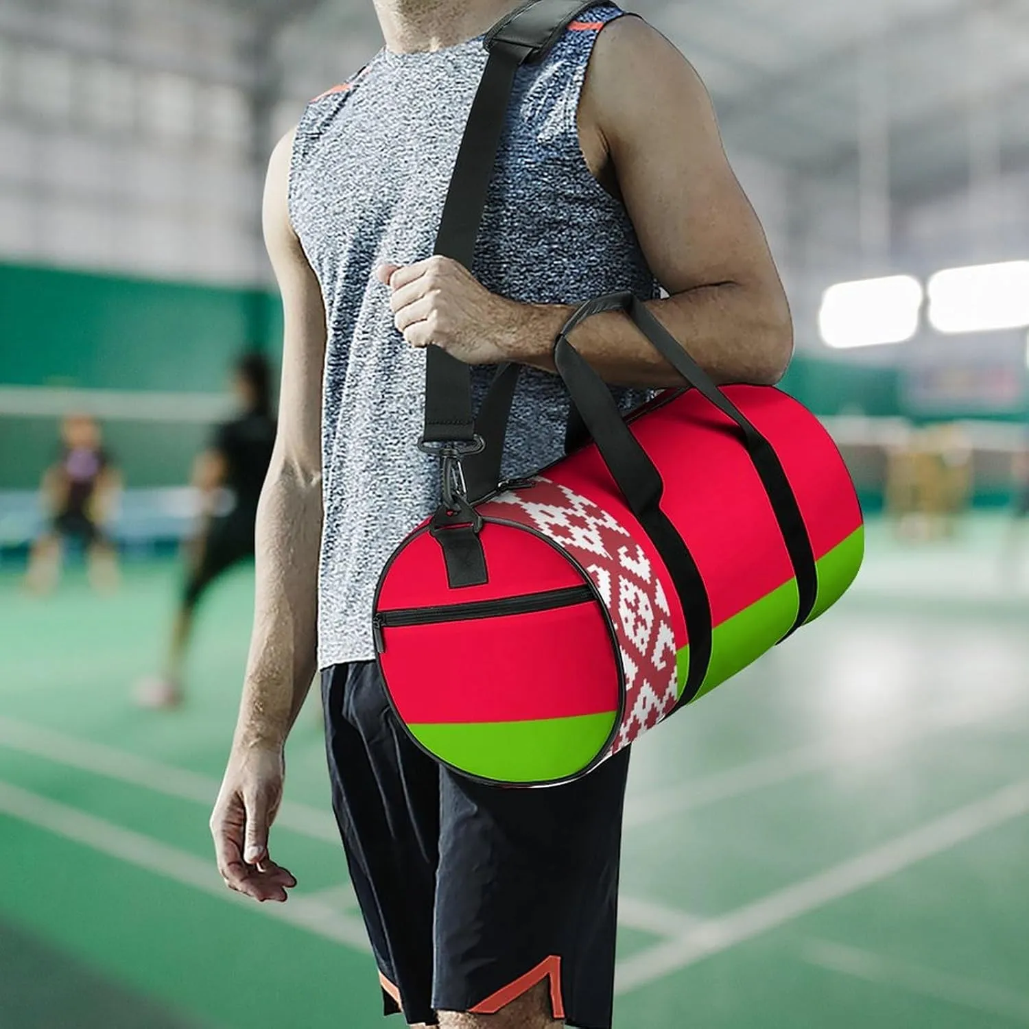 Belarus Flag Sports Duffel Bag for Boys Girls with Dry Wet Separation Overnight Gym Bag