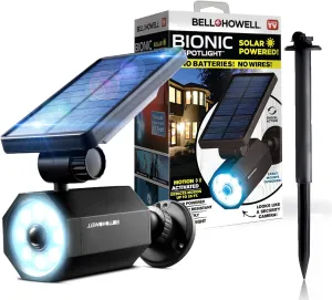 Bell Howell Bionic Spotlight Motion Solar Spot Lights Outdoor Waterproof, Solar Landscape Lights, Outdoor Solar Yard Lighting Weather Resistant, Super Bright LED Lights, for Garden, Lawn As Seen On TV