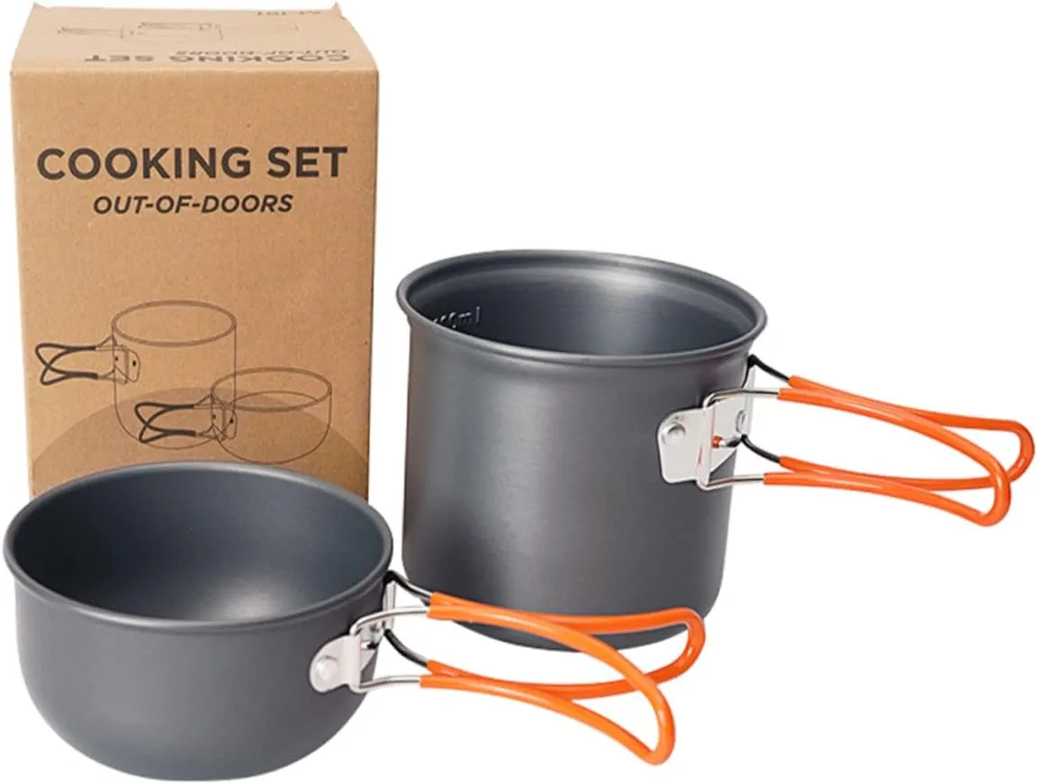BESPORTBLE 1set Folding Handle Aluminium Alloy Camping Pot Lightweight Non-Stick Outdoor Cookware for Picnic Backpacking and Camping Activities and Portable Cooking Essentials