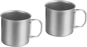 BESPORTBLE 2pcs Camping Mug Portable Water Mug Outdoor Drinking Cup Folding Handle Metal Cup Durable Material